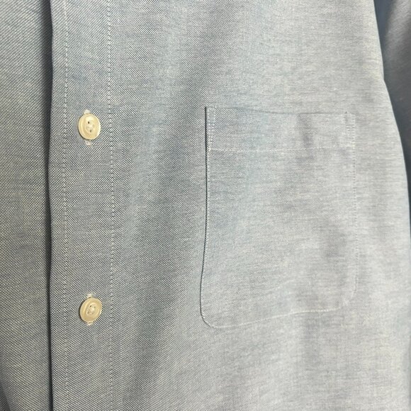 Cotton Blend Short Sleeve Chambray Button Down Shirt // Croft & Barrow Men's 18 - Picture 4 of 7